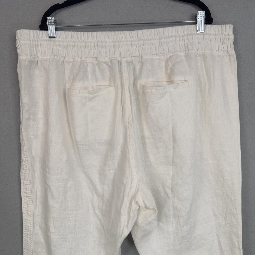 Athleta Pants Womens 22 White Cabo Linen Jogger Pockets Summer Resort Beach - Picture 8 of 16